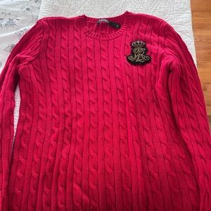 Polo Ralph Lauren Red Cable Knit Crewneck Sweater